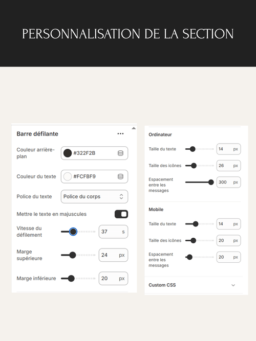 Barre défilante pour thèmes Shopify