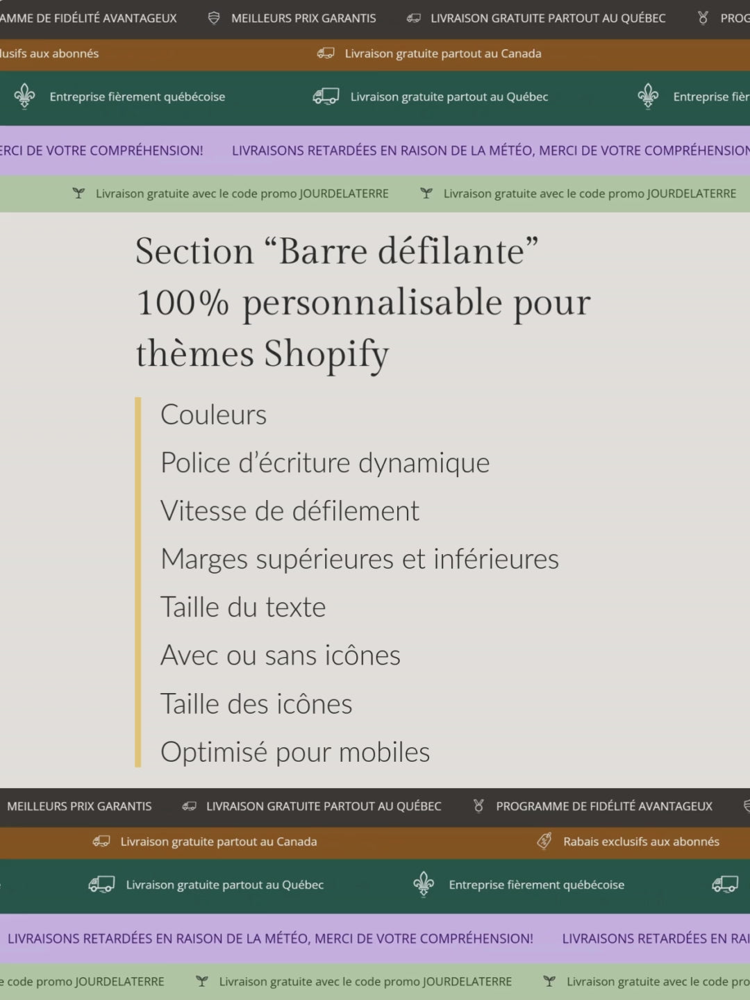 Barre défilante pour thèmes Shopify